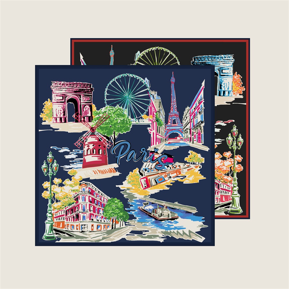 Silk Scarf Square - 90CMTwill Silk Scarf Women Double Print