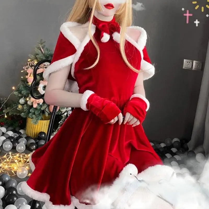 Christmas Cosplay Costume Dres - Women'S Red Accessories ulasan dan harga