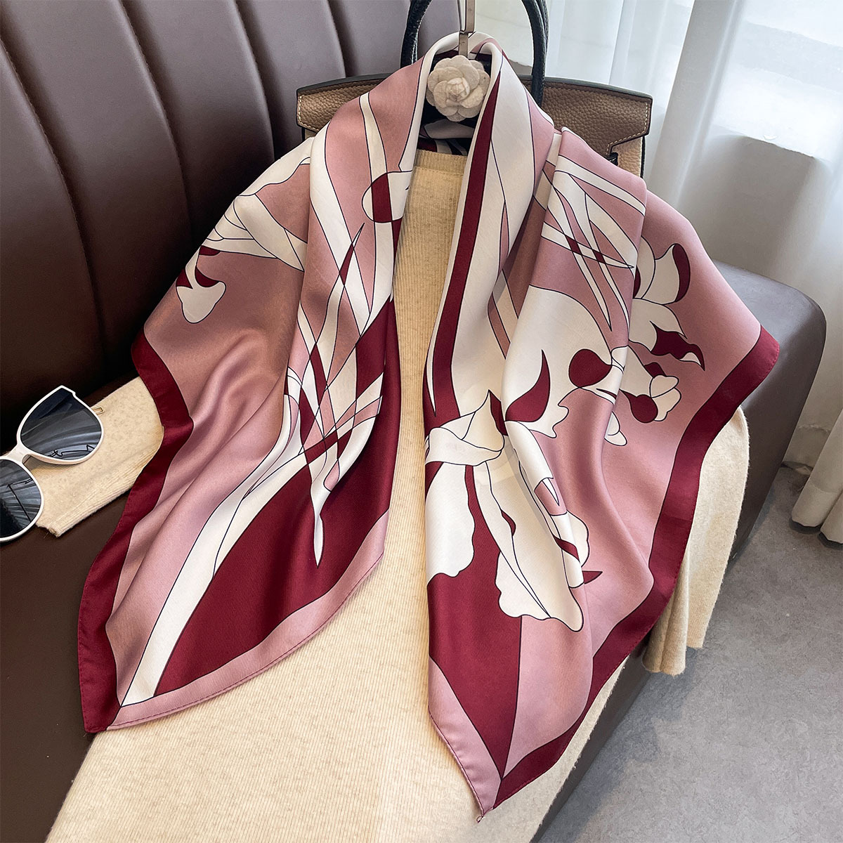 Luxury 90*90Cm Square Scarf Tw - Silk Scarf Square ulasan dan harga