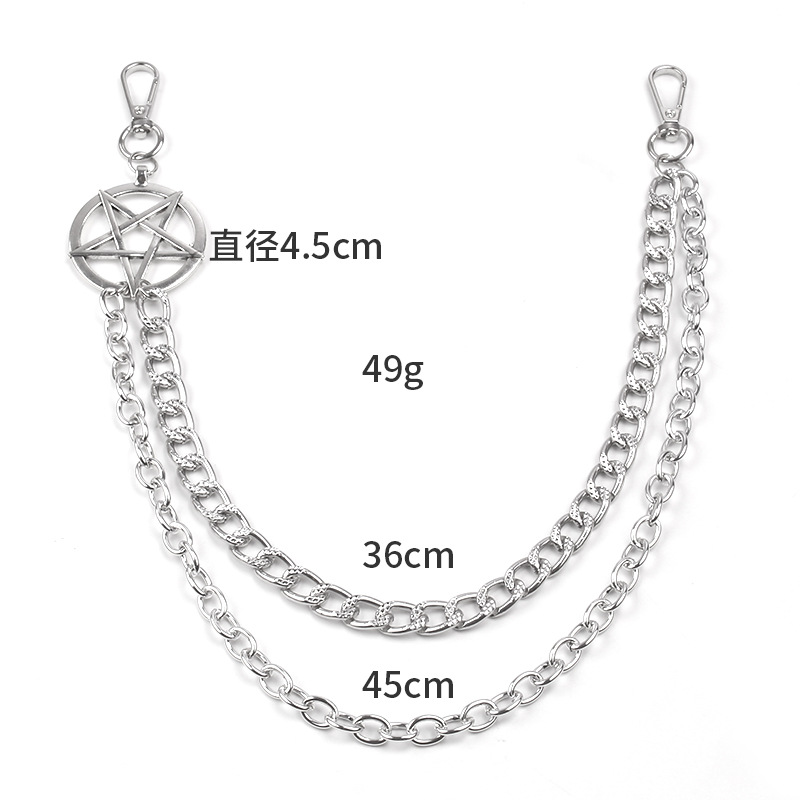 Punk Metal Chain Pentagram Key - Women'S Emo Accessories ulasan dan harga