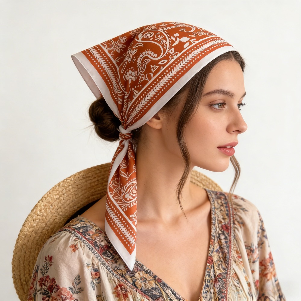 1Pc cashew print fashion silk  - Silk Scarf Square ulasan dan harga