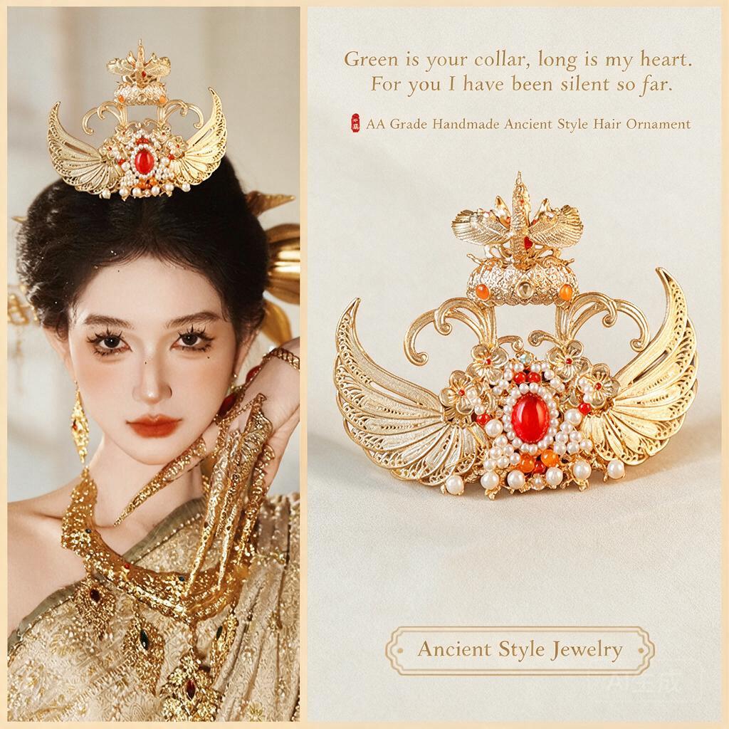 Chinese Traditional Hanfu Gold - Women'S Red Accessories ulasan dan harga