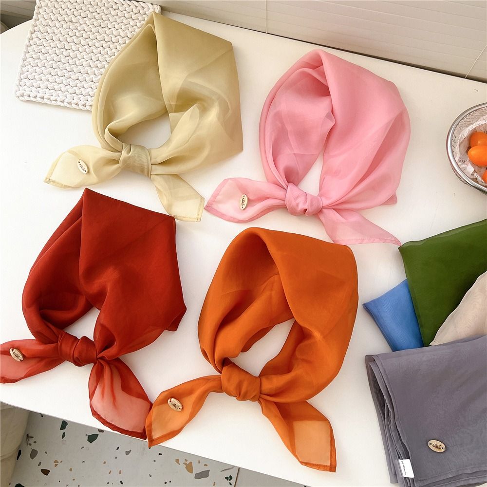 Retro Solid Color Small Square - Silk Scarf Square ulasan dan harga