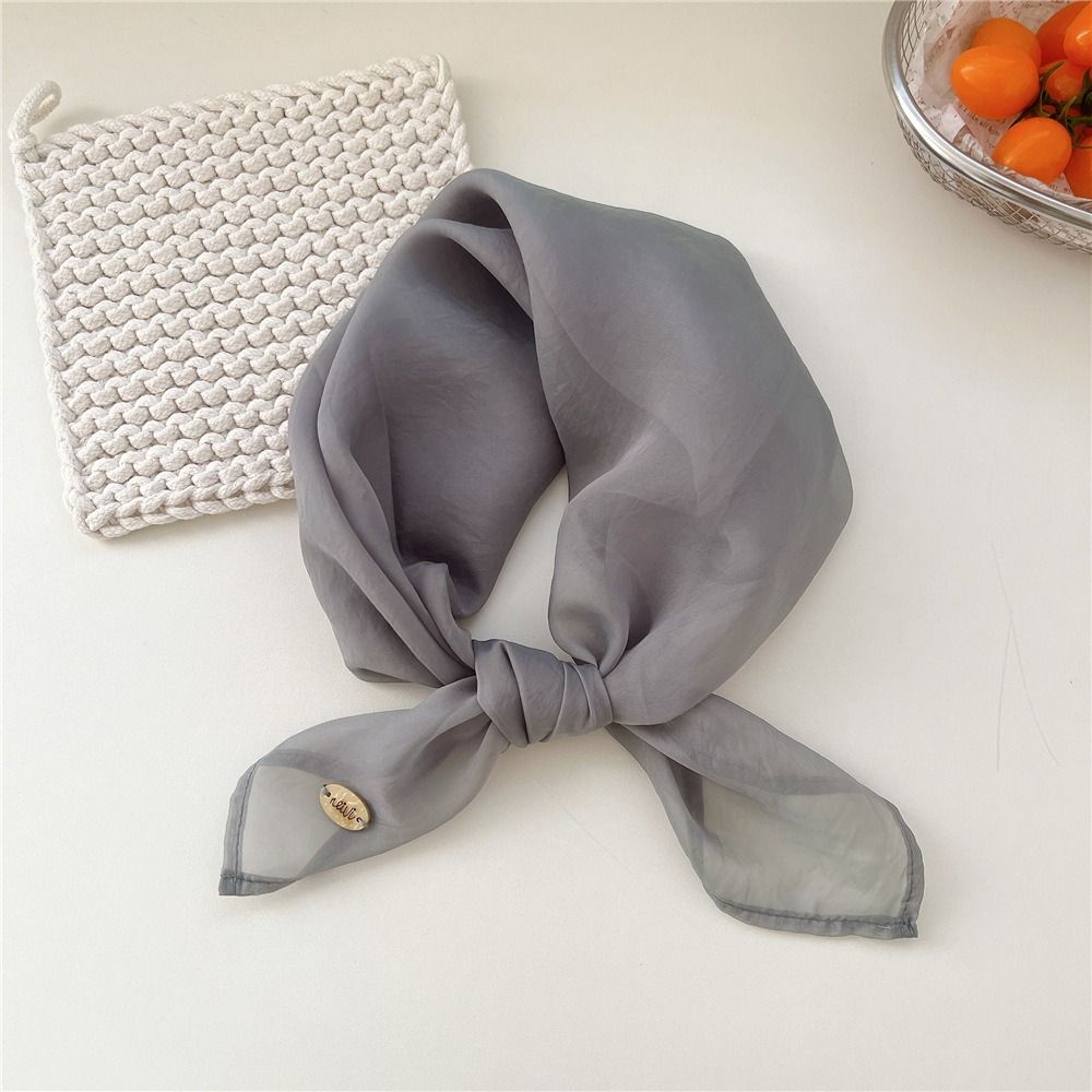 Retro Solid Color Small Square - Silk Scarf Square ulasan dan harga