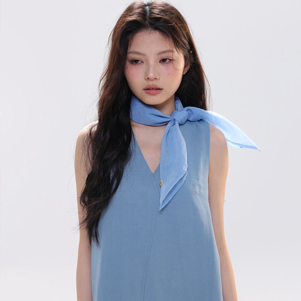 Retro Solid Color Small Square - Silk Scarf Square ulasan dan harga
